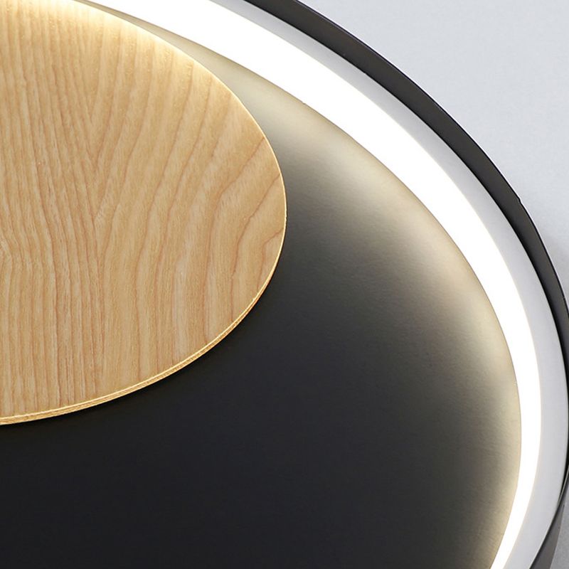 Disk Metal Ceiling Light Mounted Fixture Minimalist White/Black 12"/16"/19.5" Wide LED Flush Light, Natural Light/Remote Control Stepless Dimming