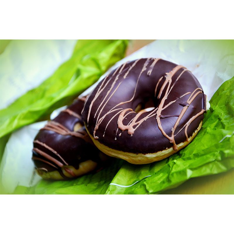 Tasty Dessert Mural Wallpaper with Donut Pattern Mildew Resistant Coffee Shop Wall Decor