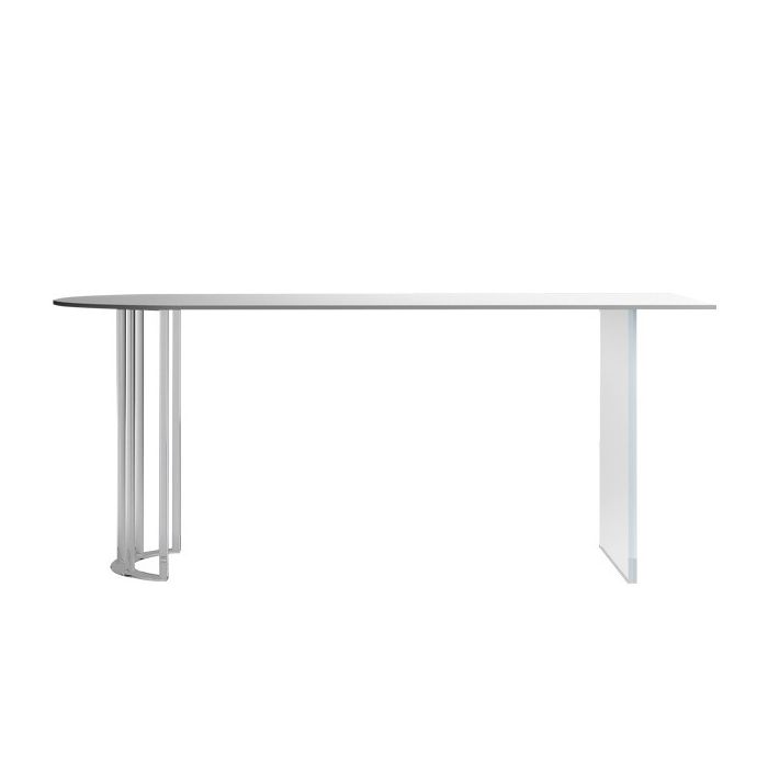 White Stone Dining Table Contemporary Dining Table with Sled Base