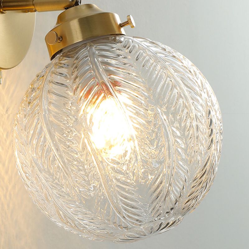Modern Globe Shape Wall Mounted Sconce Glass Shade Wall Lights for Bedroom