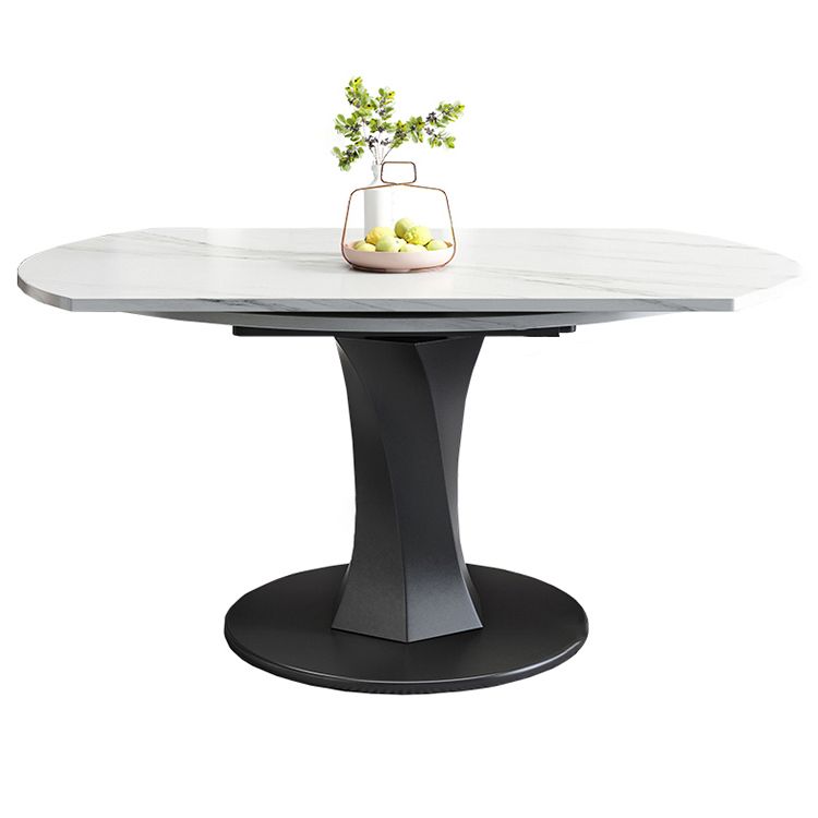 Simplicity Round Dining Room Table Sintered Stone Table with Pedestal Base