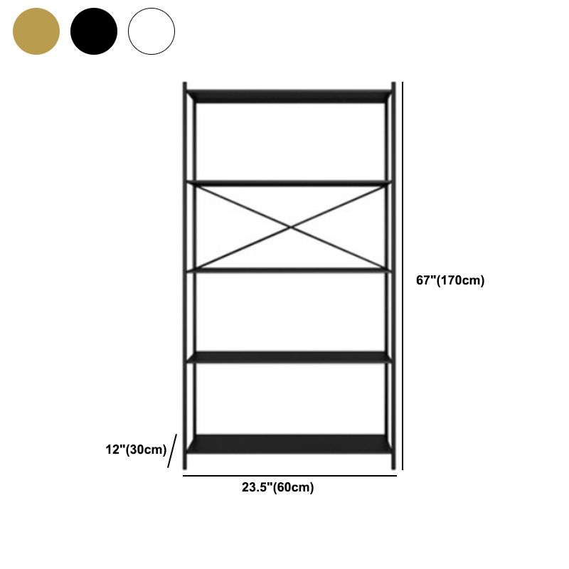 Industrial Metal Rectangle Bookcase Open Back Storage Bookshelf