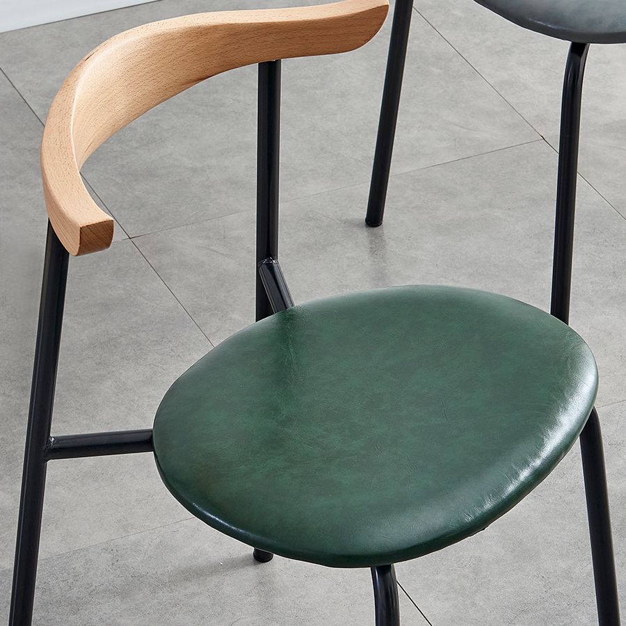 Chaises sans bras de salle à manger contemporaines en métal, chaise latérale de salle à manger à dossier ouvert pour restaurant