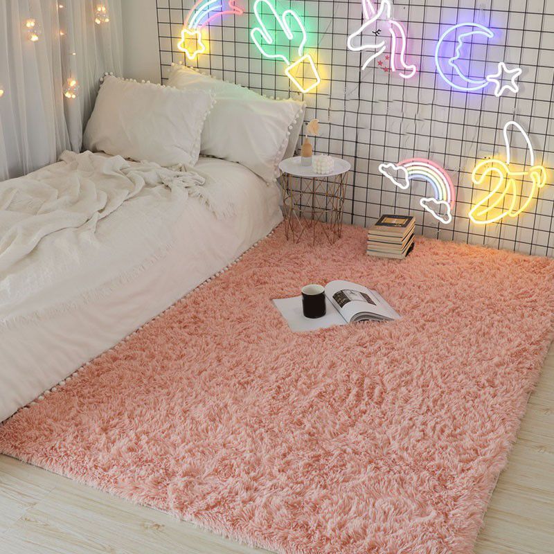 Romantic Solid Color Rug Plush Indoor Rug Non-slip Area Carpet for Bedroom