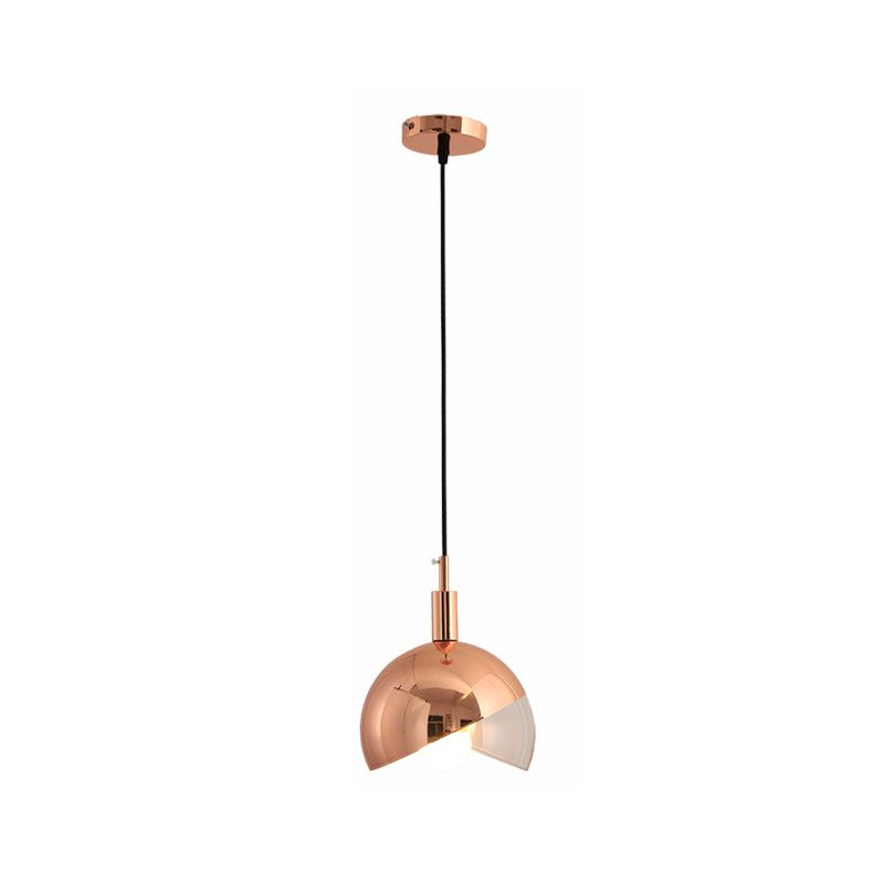 Swivel Dome Shade Hanging Light Post-Modern Clear Glass 1 Head Dining Room Down Lighting Pendant in Gold/Rose Gold
