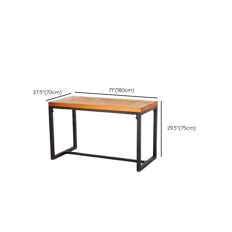 Industrial Indoor Dining Table Brown Wood Top Table with Metal Frame