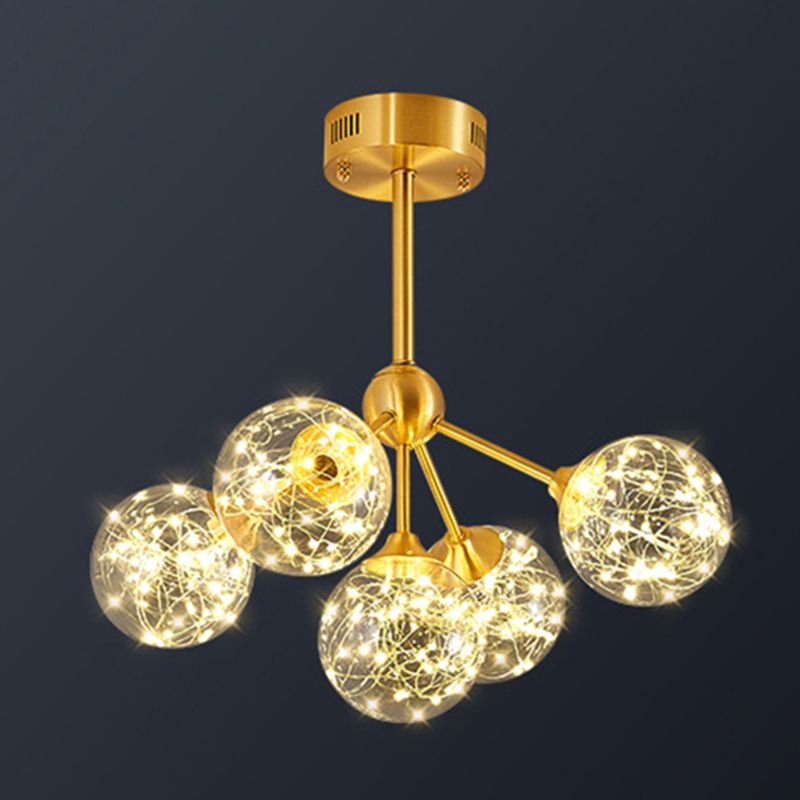 Spherical Branch Hanging Lights Modern Style Glass Hanging Lighting for Bedroom
