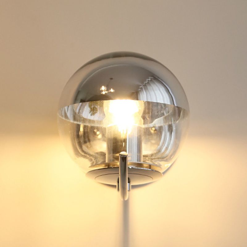 Glass Ball Shape Sconce Light Modern-Style 1 Light Wall Light Fixtures in Chrome