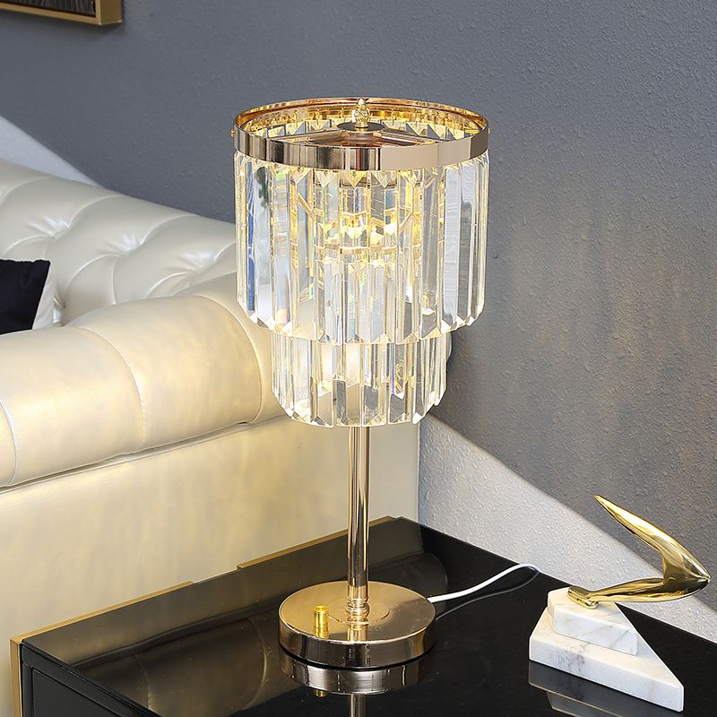 Lampazione del compito a LED modernista oro lampada da lettura a 2 strati con tonalità cristallo smussata