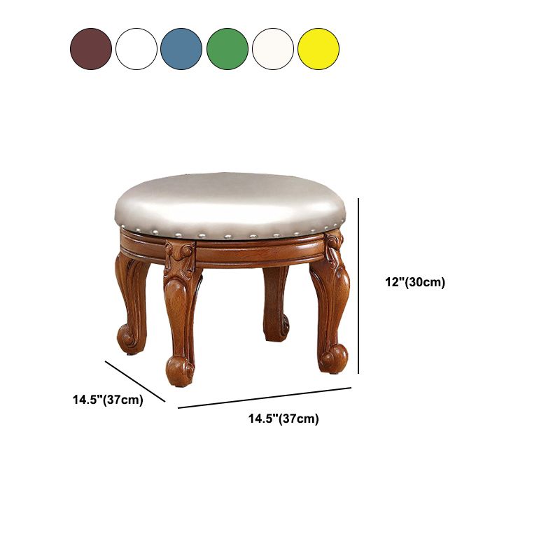 Mid-Century Modern Plain Pouf PU Leather Round Water Resistant Chair Ottoman