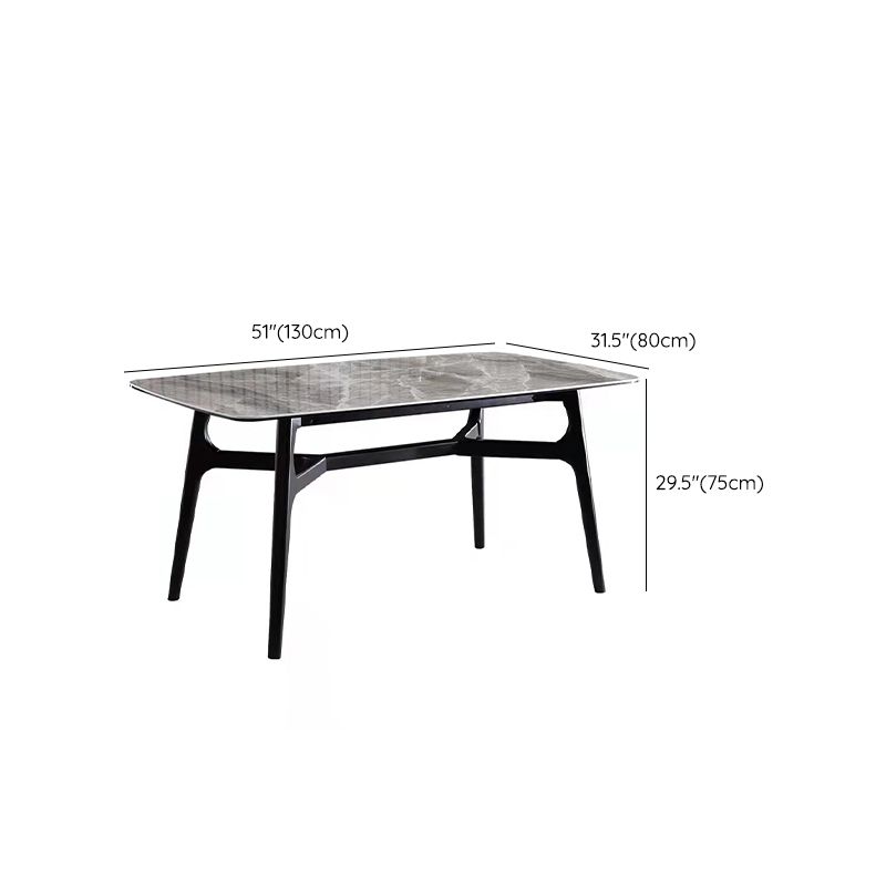 Industrial Rectangle Dining Table Gray Stone Top Table with Black Frame