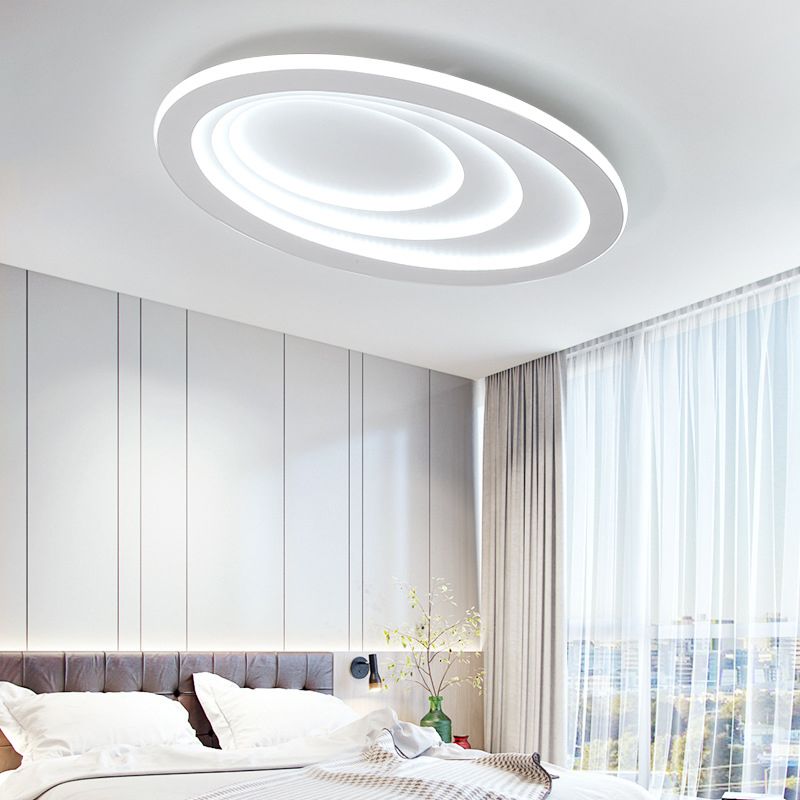 Plafonnier LED à montage encastré pour chambre à coucher, luminaire de plafond blanc de Style moderne avec abat-jour ovale en acrylique