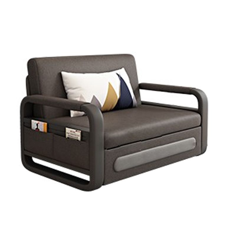 Square Arms Convertible Sofas Folding Faux Leather Sleeper Sofa