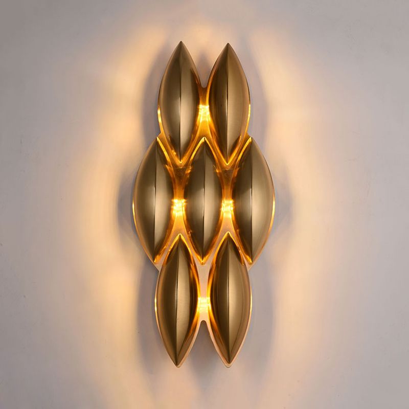 Ovale Sconce Light Traditional Metal 7/14 têtes Gold Wall Lamp Fixture pour le salon, 7 "/ 14" de large