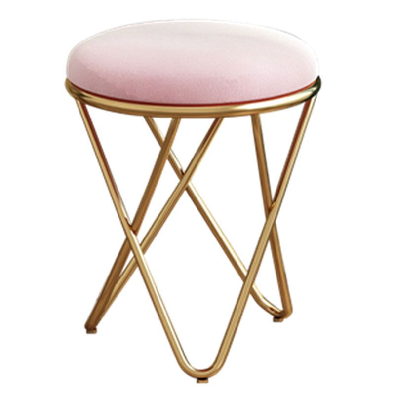 Solid Color Fabric Standard Stool Modern Style Simple Round Cushion Stool