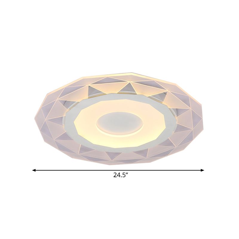 16.5"/20.5"/24.5" Wide LED Bedroom Flushmount with Polygon Acrylic Shade White Ceiling Light Fixture in Warm/White Light