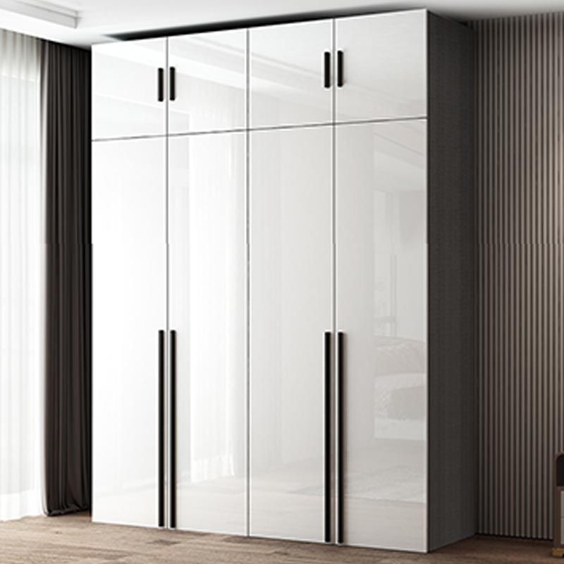 White Colour Wardrobe Contemporary Style Wooden Wardrobe Closet with Hinged Door