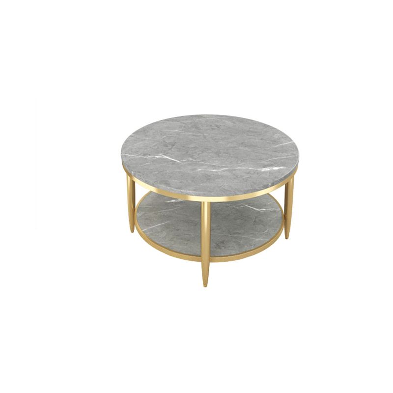 Slate Round Coffee Table Glam 4 Legs Coffee Table with Storage