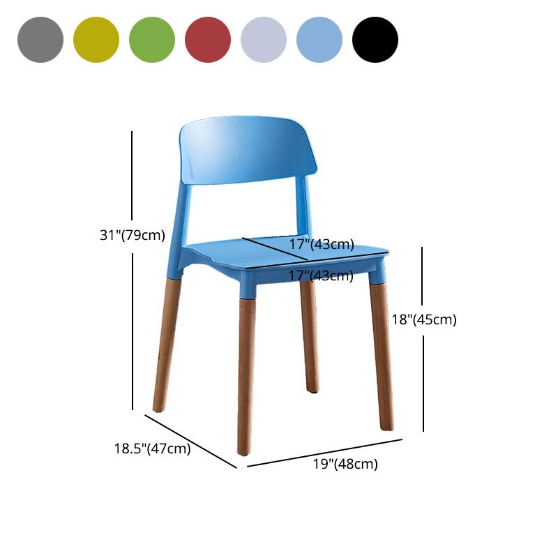 La parte posterior abierta del diseño escandinavo que cena el plástico de las sillas laterales cena la silla sin brazos