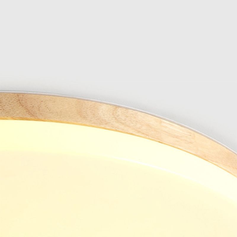 Wood Circle Flush Ceiling Lights Modern Style 1-Light Flush Mount Lighting for Bedroom