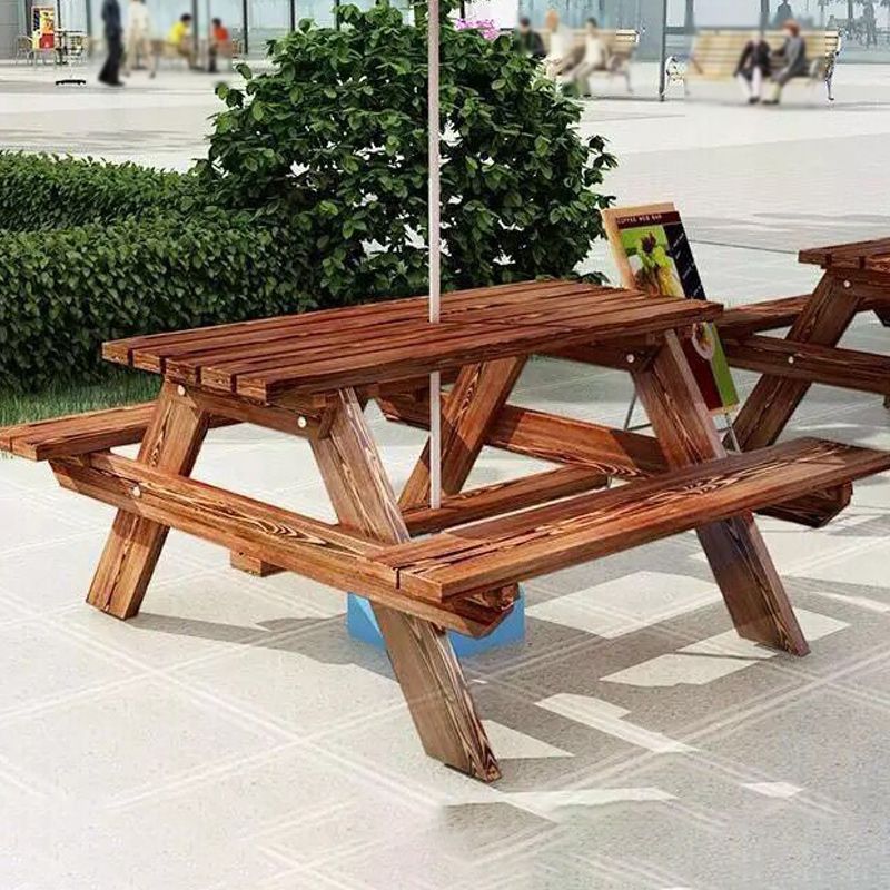 Farmhouse Style Patio Table Outdoor Rectangular Wooden Camping Table