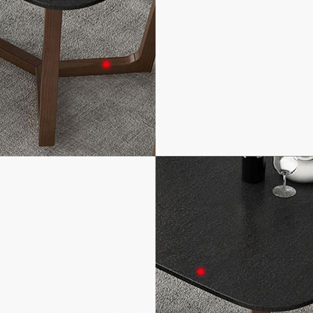 Modern Rectangle Stone Dining Table Ash Wood Base for Kitchen
