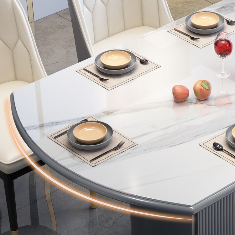 Round Traditional Luxury Dining Table Sintered Stone Table with Pedestal Base