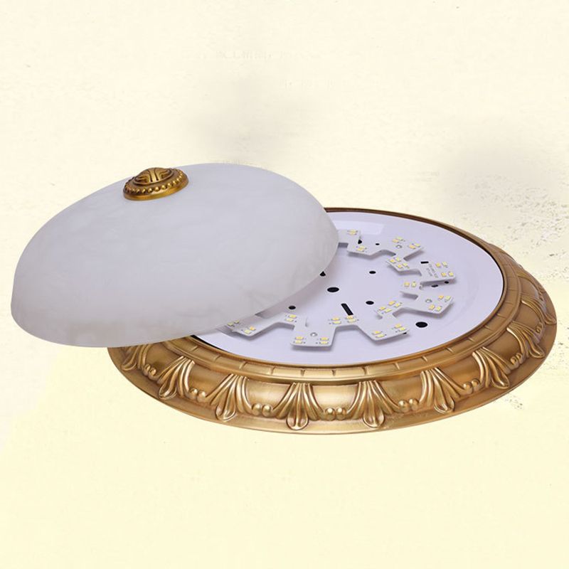 Bowl Flush Mount Light White Glass Traditional Flush Mount Spotlight for Bedroom