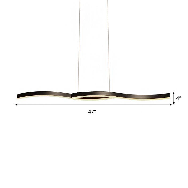 Acrylic Wavy Chandelier Light Modern Black LED Ceiling Pendant Light in Warm/White Light, 39"/41" W