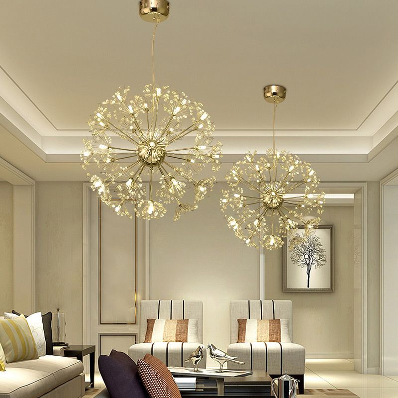 Modern Style Chandelier Light Crystal Sphere Multi Head Pendant Light for Living Room