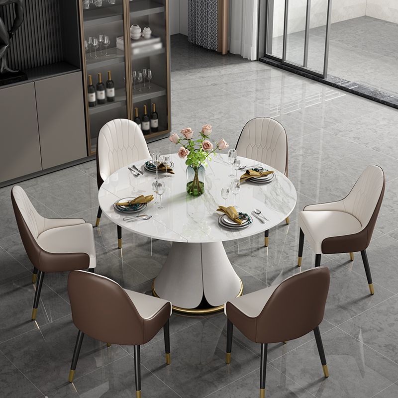 Contemporary 1/4/5/7 Pieces Dining Set Round Dining Table Set with Pedestal Base