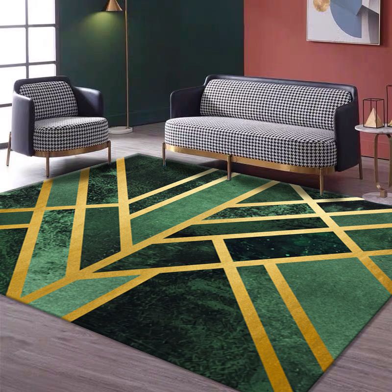 Grey Modern Rug Polyester Graphic Indoor Rug Non-Slip Backing Rug for Living Room