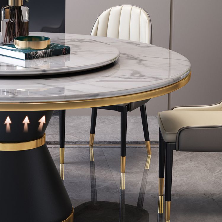 Round Kitchen Galm Sintered Stone Dining Table of Traditional Height for Dining Room Sets