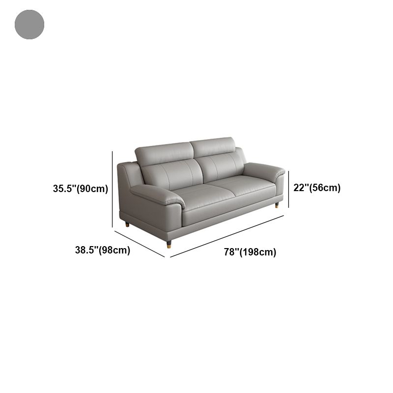 Light-grey Contemporary Sofa Genuine Leather Living Room Sofa & Chaise