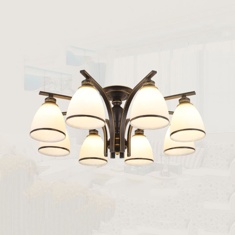 Black Semi Flush Mount Lighting Modern Style Glass Conical Semi-Flush Mount Ceiling Light