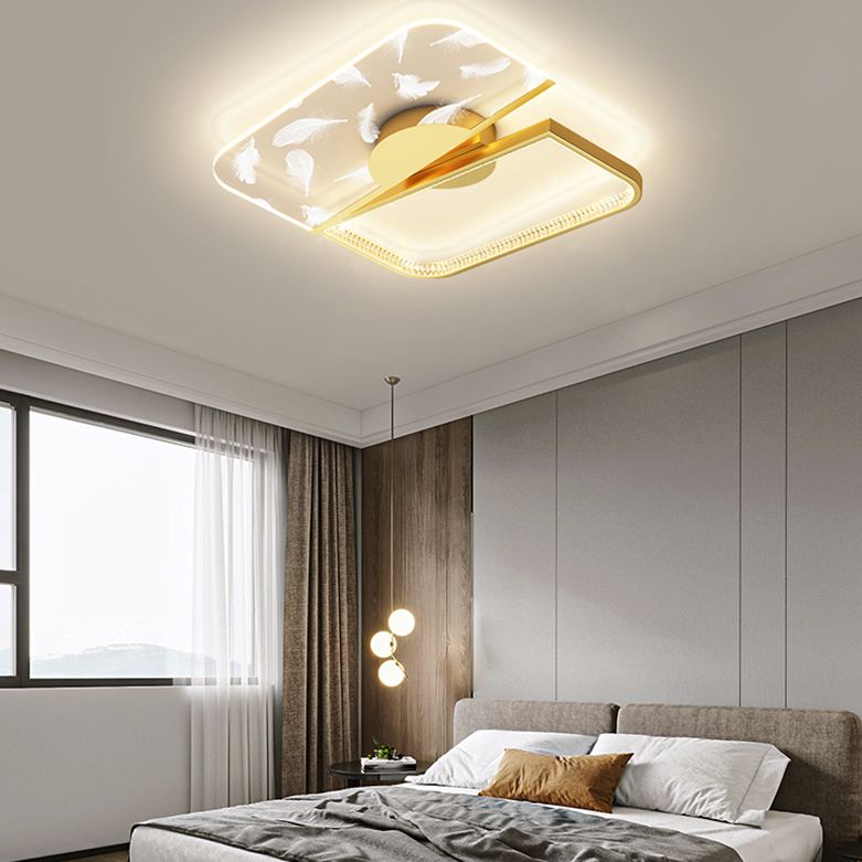 Luz de techo LED de plumas escalonadas en simplicidad moderna Acrílico Semi Flush Monte para sala de estar