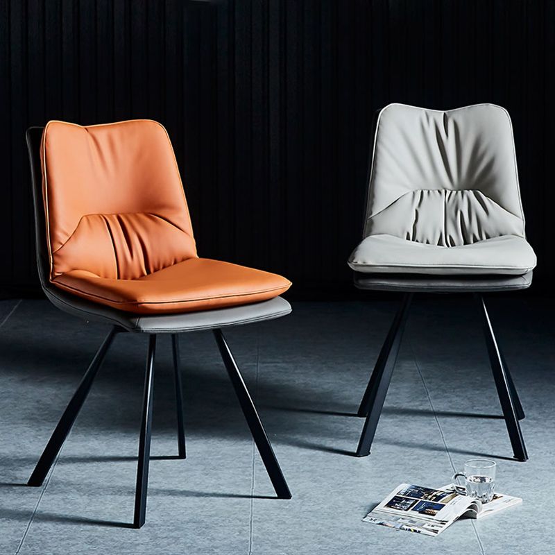 PU Leather Contemporary Restaurant Side Chair Parsons Matte Finish Dining Chair