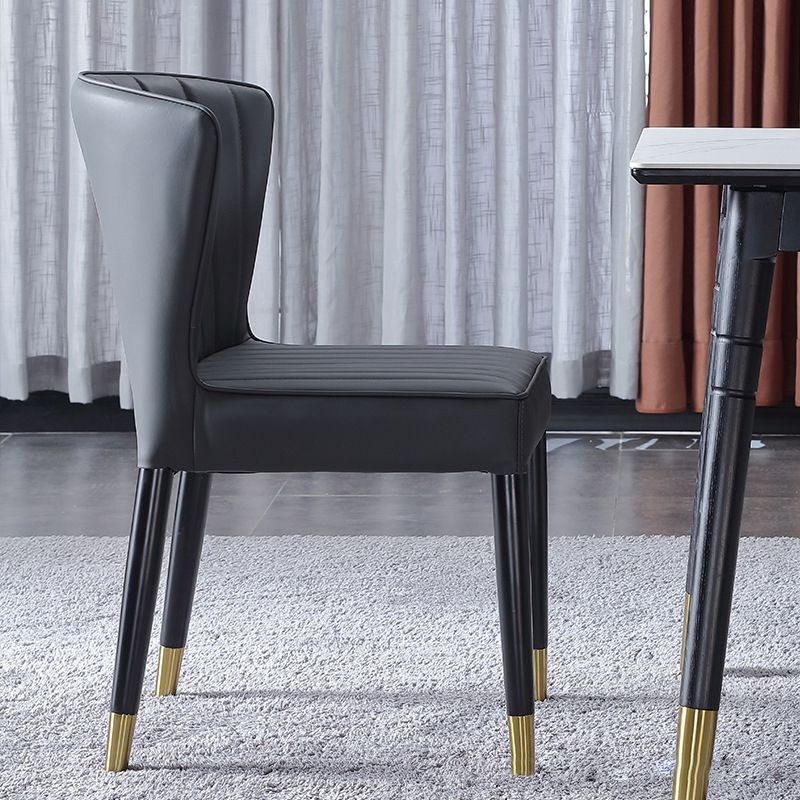 Modern Style Dining Chair Armless Chair with Wood Legs for Kitchen