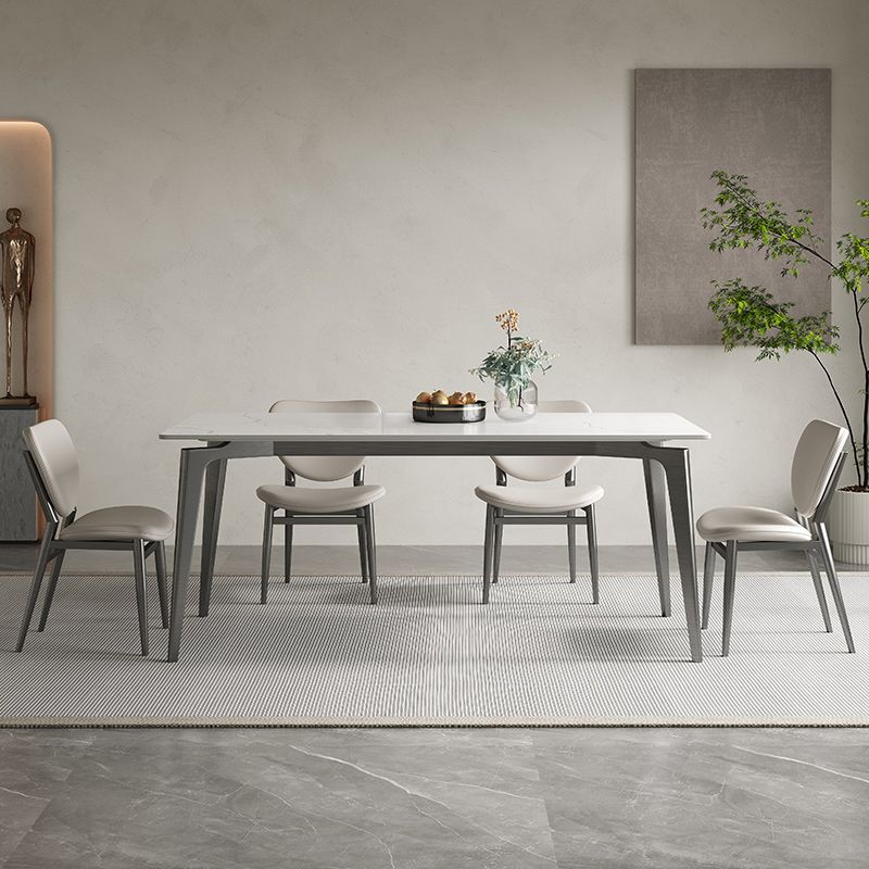 Stainless Steel Frame Dinette Table Stone Top Rectangle Dining Table