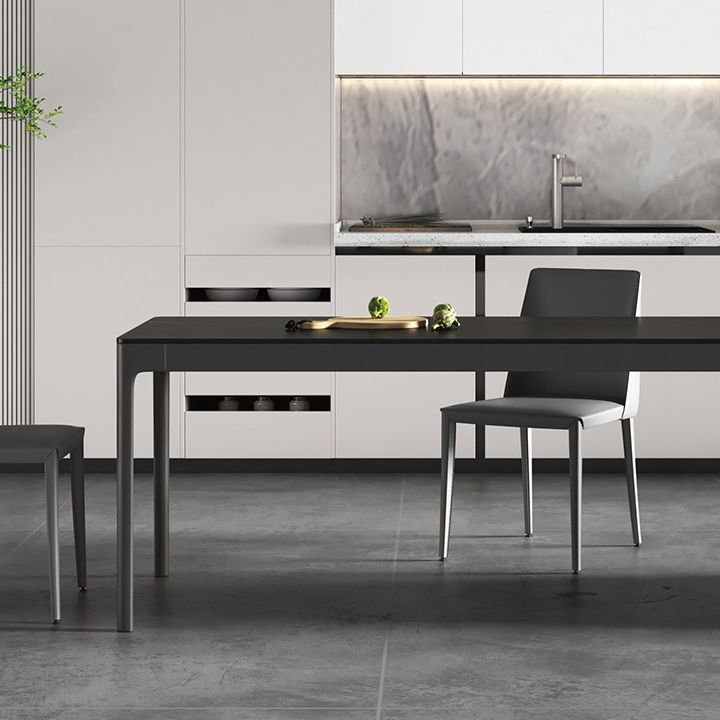 Cena de comedor de piedra sinterizada de estilo moderno Mesa de cocina Black Rectangle Mesa