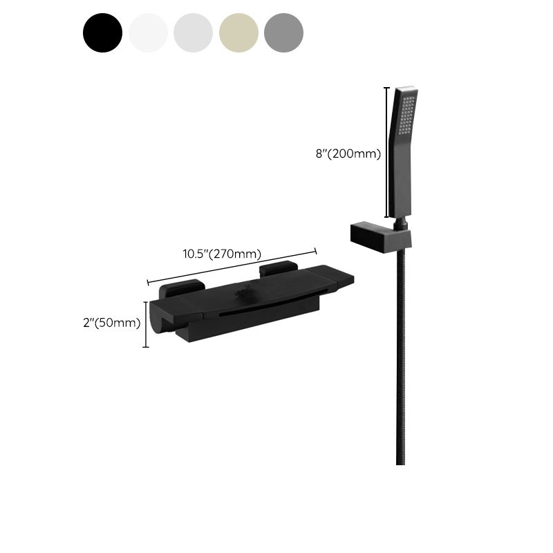 Modern Bathtub Faucet Copper Lever Handles Waterfall Wall Mounted Tub Faucet Trim