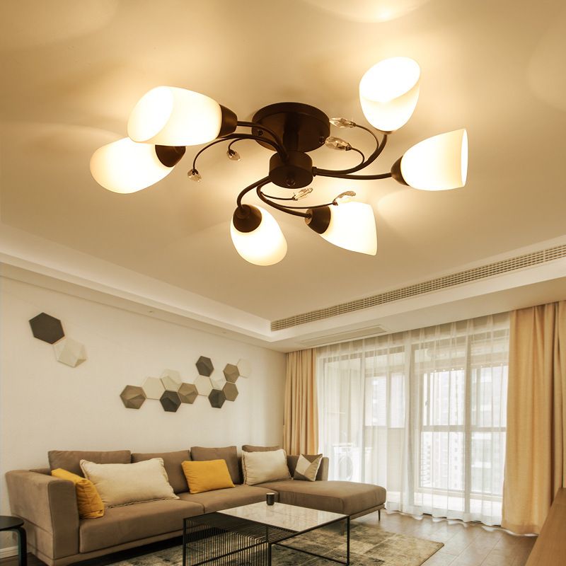 Multi Lights Ceiling Mount Light Minimalist Flush Mount Ceiling Light with Glass Shade