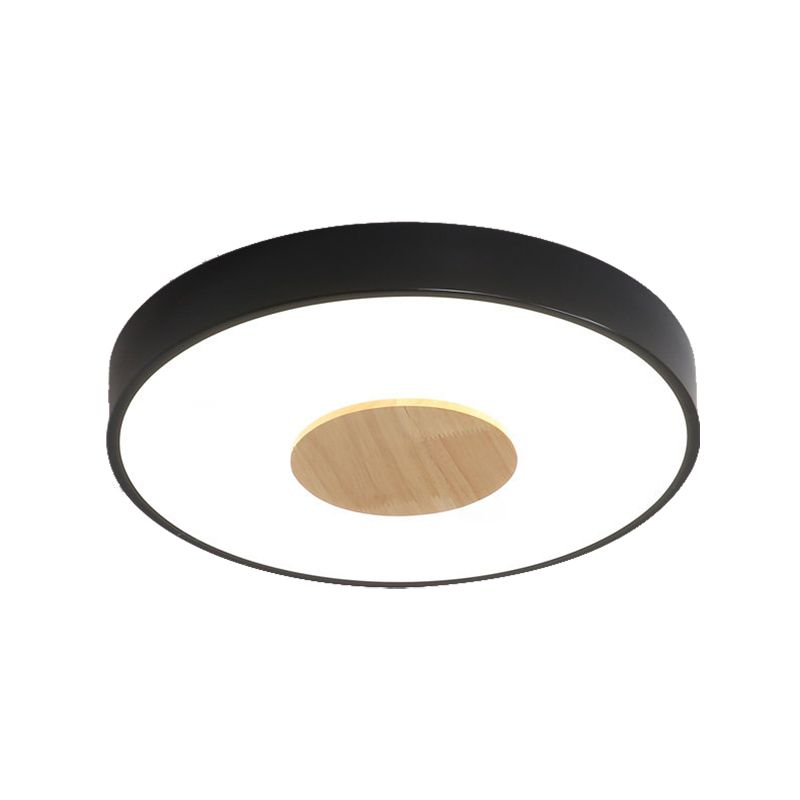 Round Flush Mount Ceiling Light Nordic Iron 1 Head Pink/Blue/White Lighting Fixture for Bedroom, 12"/16"/19.5" Width