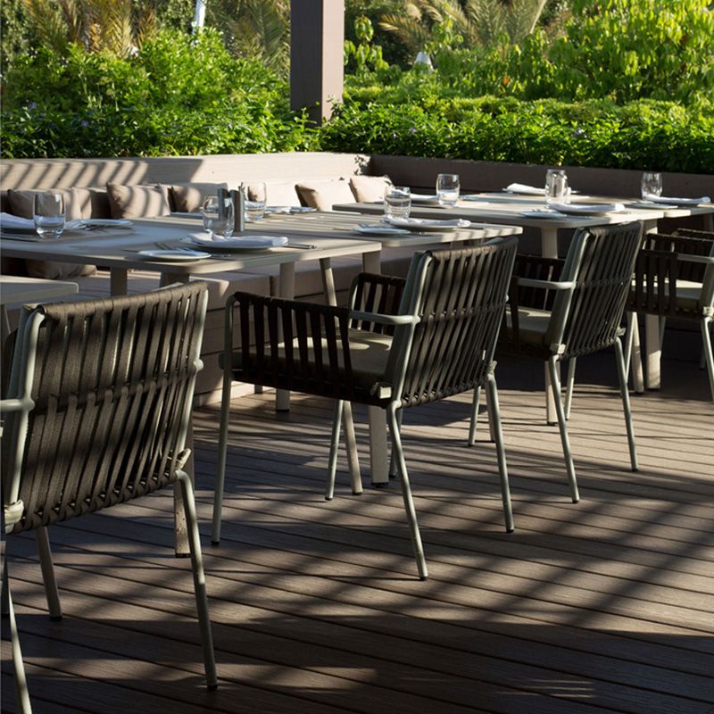 Tropical Outdoor Chair with Removable Cushion and Arm Upholstered Dining Side Chair