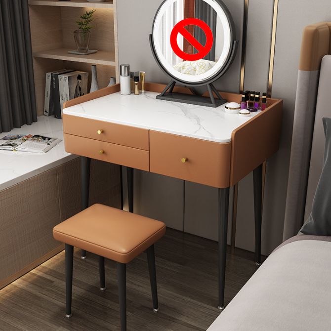 Contemporary Stone Dressing Table 31.1-In High Makeup Vanity Table with Stool