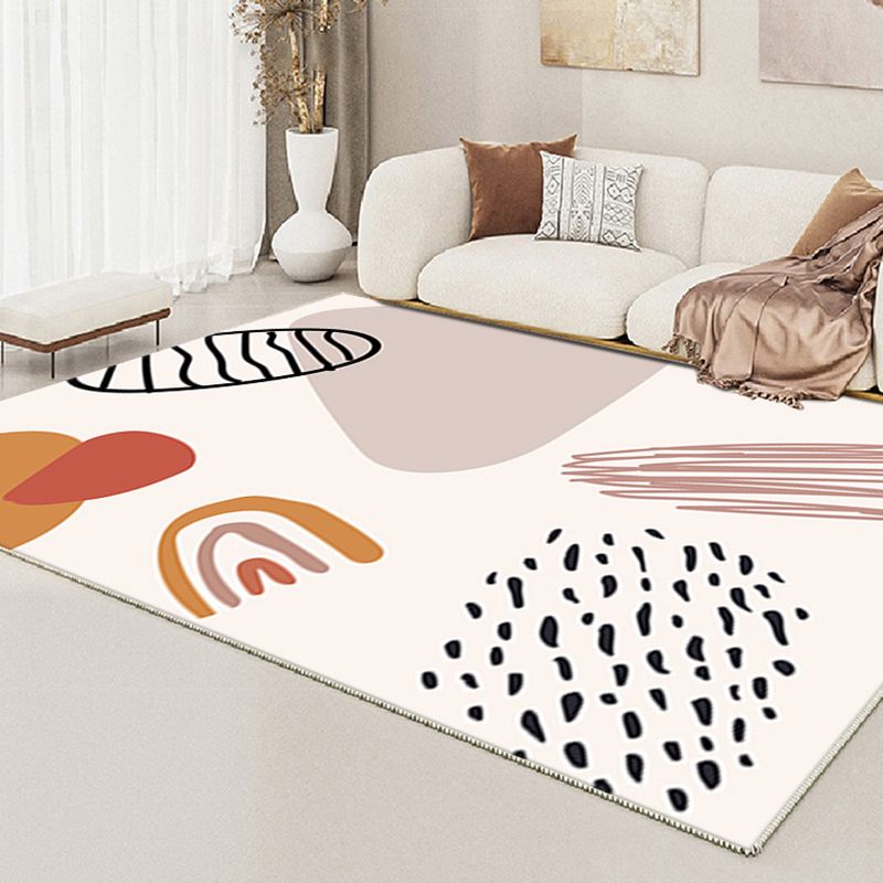 Nordic White Rug Polyester Color Piece Rug Tear Resistant Rug for Living Room