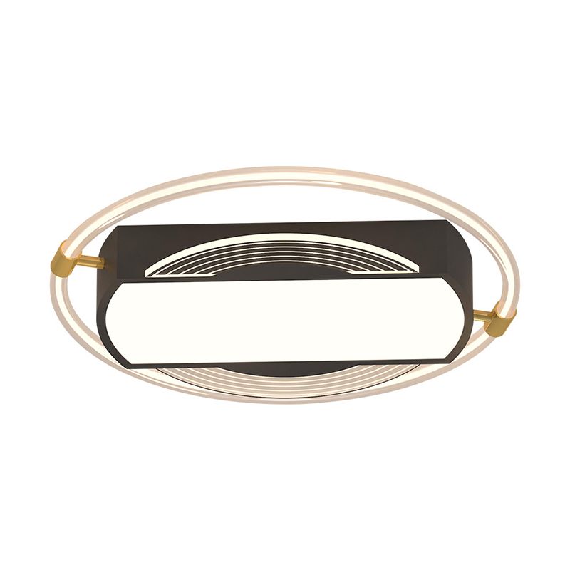 Rectangle and Ring Acrylic Flush Mount Modernism LED Black Flush Light Fixture for Bedroom