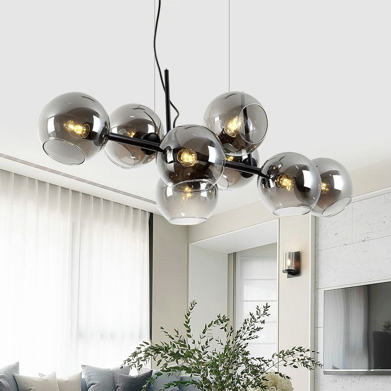8-Lights Modernist Island Pendants Glass Pendant Lights for Dining Room