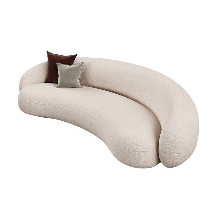 Contemporary Wool Curved Sofa Minimalist Beige Sloped Arm Sofa