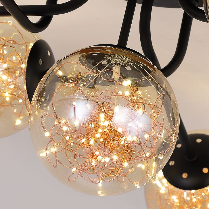 Plafonnier LED de forme radiale, montage encastré en fer moderne pour le salon